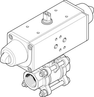 Шаровой кран с приводом Festo VZBA-11/4"-GG-63-T-22-F0405-V4V4T-PS53-R-90-4-C Ру63 Ду32 (PN63 DN32)