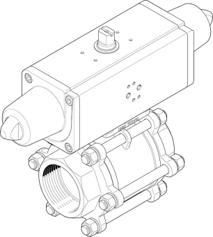 Шаровой кран с приводом Festo VZBA-4"-GG-63-T-22-F10-V4V4T-PS240-R-90-4-C Ру63 Ду100 (PN63 DN100)