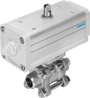 Шаровой кран с приводом Festo VZBA-3/8"-WW-63-T-22-F0304-V4V4T-PP15-R-90-C Ру63 Ду10 (PN63 DN10)
