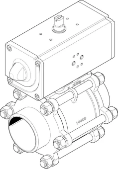 Шаровой кран с приводом Festo VZBA-3"-WW-63-T-22-F0710-V4V4T-PP180-R-90-C Ру63 Ду80 (PN63 DN80)