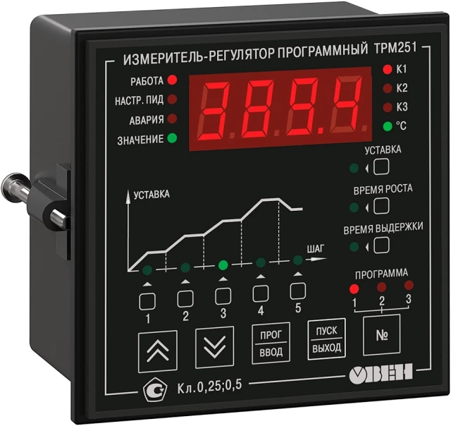 ПИД-регулятор с пошаговыми программами и RS-485 ОВЕН ТРМ251-Щ1.ТРИ