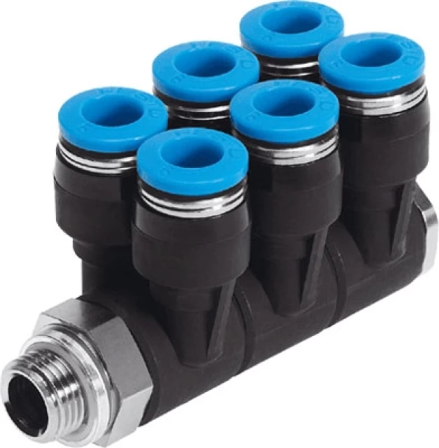 Коллектор цанговый поворотный с шестью выходами Festo QSLV6-G1/4-8
