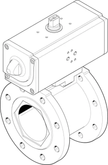 Шаровой кран с приводом Festo VZBC-80-FF-16-22-F07-V4V4T-PP180-R-90-C Ру16 Ду80 (PN16 DN80)