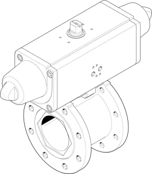 Шаровой кран с приводом Festo VZBC-80-FF-16-22-F07-V4V4T-PS180-R-90-4-C Ру16 Ду80 (PN16 DN80)