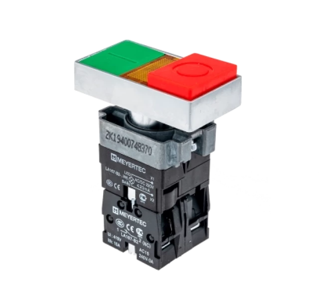 Двойная кнопка с LED подсветкой с пружинным возвратом MEYERTEC MTB2-BW8461