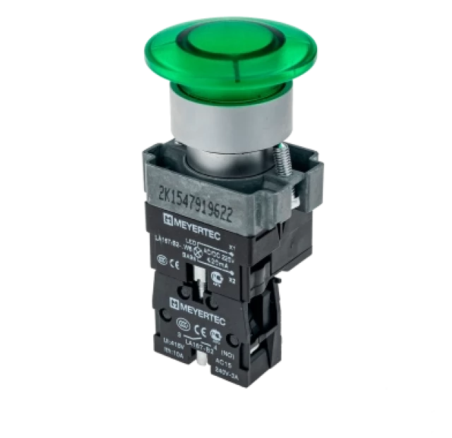 Грибовидная кнопка с LED подсветкой с пружинным возвратом MEYERTEC MTB2-BW3633