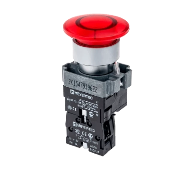 Грибовидная кнопка с LED подсветкой с пружинным возвратом MEYERTEC MTB2-BW4614