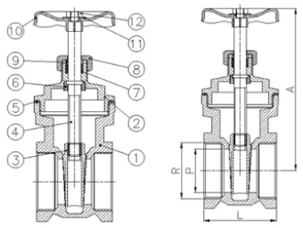 Задвижка клиновая резьбовая латунная Genebre 3220 Ру10 Ду20, (PN10 DN20)