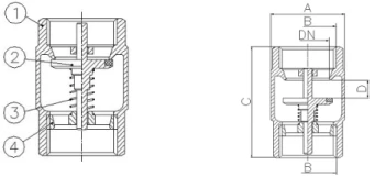 Клапан обратный пружинный резьбовой латунный Genebre 3121-11 Ру12 Ду80 (PN12 DN80 )