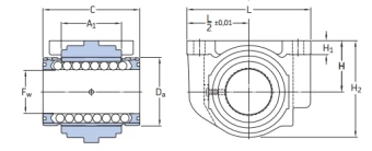 Линейный подшипник в сборе с корпусом SKF LUCD 40 D-2LS