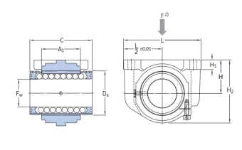 Линейный подшипник в сборе с корпусом SKF LUCE 16 D-2LS