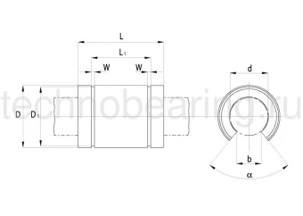 Линейный шариковый подшипник TECHNIX LME 20-UU-OP (KBO 20 45 PP)