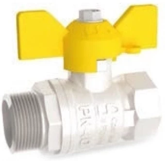 Кран шаровой латунный резьбовой для газа LD Pride 47.25..GAS Ру40 Ду25 (PN40 DN25) бабочка, муфта-штуцер
