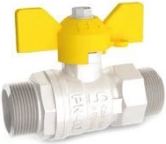 Кран шаровой латунный резьбовой для газа LD Pride 47.25. GAS Ру40 Ду25 (PN40 DN25) бабочка, штуцер-штуцер
