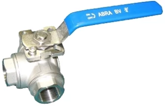 Кран шаровой трехходовой резьбовой с ISO-фланцем ABRA BV15-L Ру40 Ду25 (PN40 DN25)