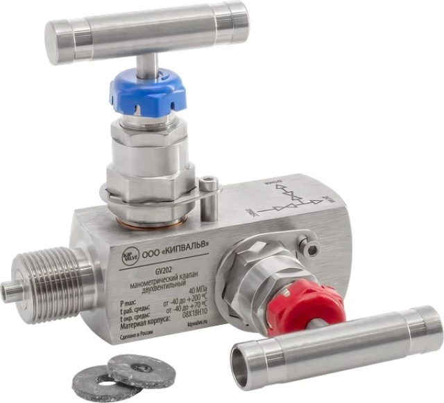 Клапан для датчиков давления KIPVALVE GV200-FМ-M20xM20-ТB