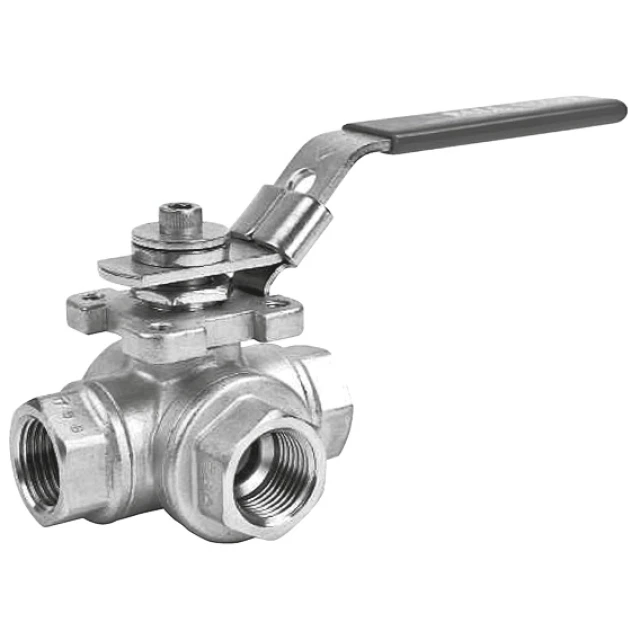 Кран шаровой 3-ходовой Camozzi 3WAYHQ3WAYL-316-PPM-065-24VDC