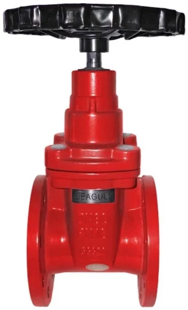 Задвижка чугунная с обрезиненным клином Seagull Ду100 Ру16 (DN100 PN16) EPDM 150 градусов красная