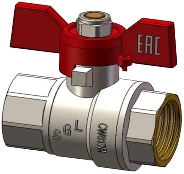 Кран шаровой латунный комбинированный SGL Ду15 Ру40 (DN15 PN40) бабочка, муфта-муфта
