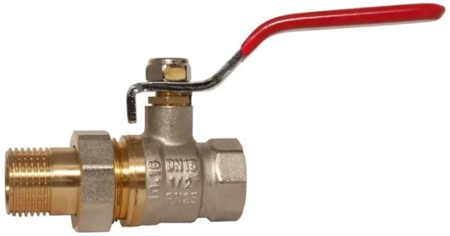Кран шаровой латунный комбинированный SGL Ду32 Ру25 (DN32 PN25) рычаг, американка 111414033