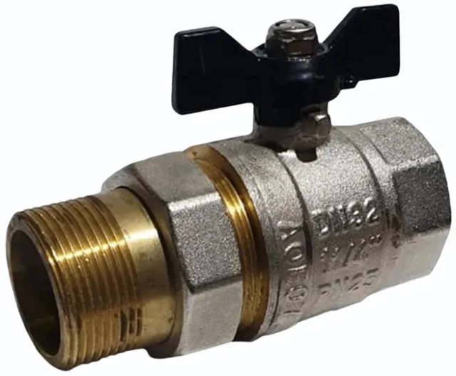 Кран шаровой латунный комбинированный SGL Ду25 Ру40 (DN25 PN40) бабочка, американка