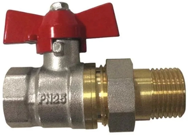 Кран шаровой латунный комбинированный SGL Ду15 Ру25 (DN15 PN25) бабочка, американка
