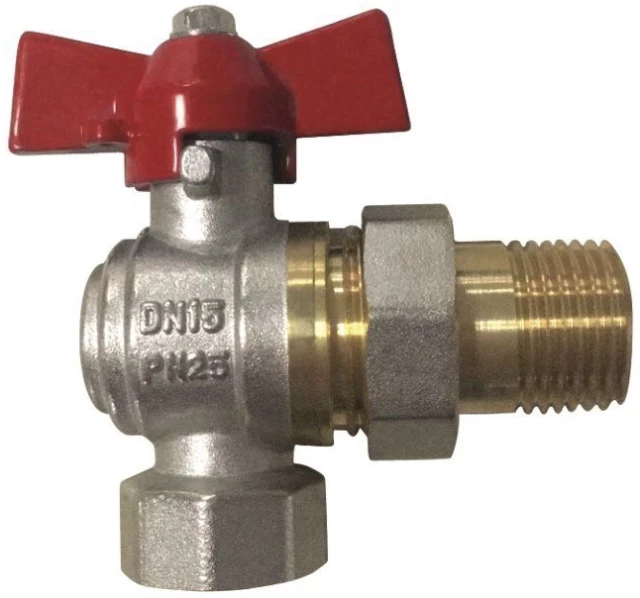Кран шаровой латунный угловой комбинированный SGL Ду15 Ру40 (DN15 PN40)