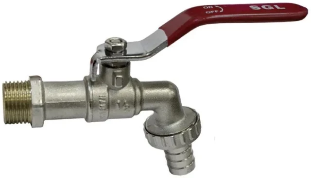 Кран шаровой латунный водоразборный никелированный SGL Ду20 Ру10 (DN20 PN10) рычаг, под шланг