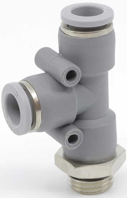 Тройник цанговый T-образный с резьбой Pemaks PRTY-1/8-4